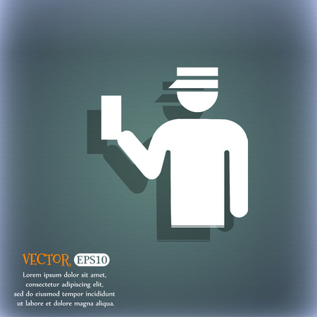 Inspector icon symbol on the blue-green abstract background with shadow and spaceのイラスト素材