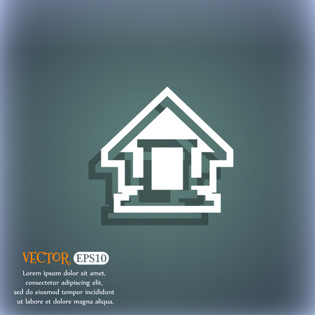 House icon symbol on the blue-green abstract background with shadow and spaceのイラスト素材