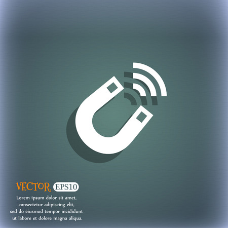 Magnet icon symbol on the blue-green abstract background with shadow and spaceのイラスト素材