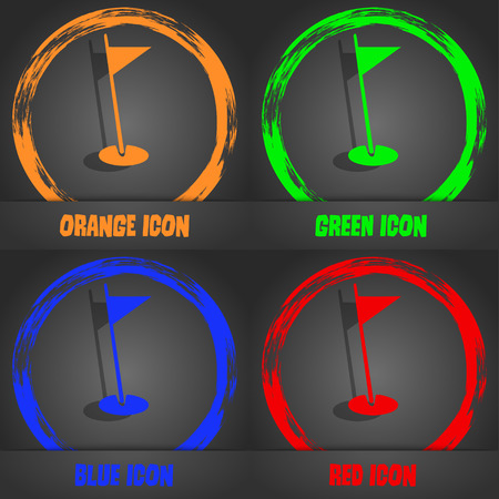 flag hole sign icon. Sport symbol. Fashionable modern style. In the orange, green, blue, red design. Vector illustrationのイラスト素材