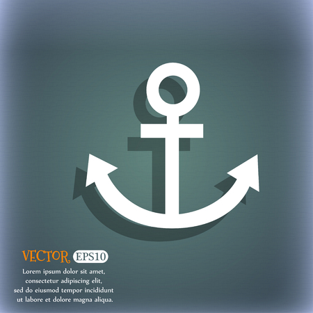 Anchor icon. On the blue-green abstract background with shadow and space for your text. Vector illustrationのイラスト素材