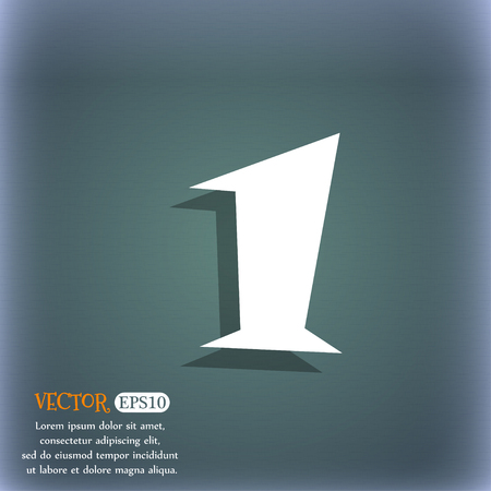 First place award sign. Winner symbol. Step one. On the blue-green abstract background with shadow and space for your text. Vector illustrationのイラスト素材