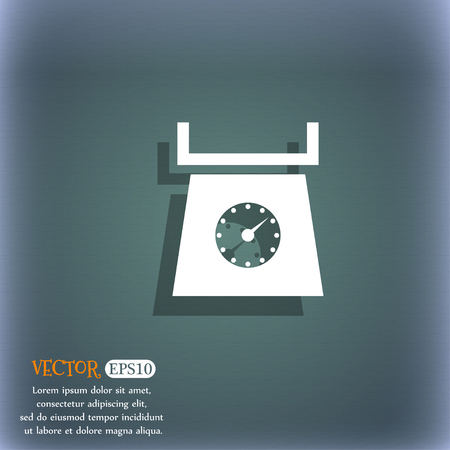 kitchen scales icon sign. On the blue-green abstract background with shadow and space for your text. Vector illustrationのイラスト素材
