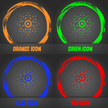 Star sign icon. Favorite button. Navigation symbol. Fashionable modern style. In the orange, green, blue, red design. Vector illustrationのイラスト素材