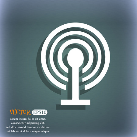 Wifi sign. Wi-fi symbol. Wireless Network icon zone. On the blue-green abstract background with shadow and space for your text. Vector illustrationのイラスト素材