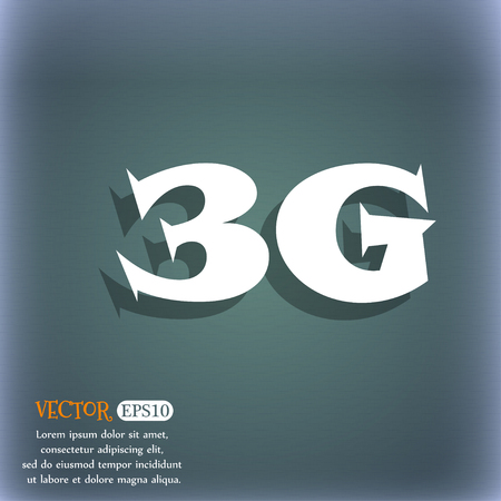 3G sign icon. Mobile telecommunications technology symbol. On the blue-green abstract background with shadow and space for your text. Vector illustrationのイラスト素材