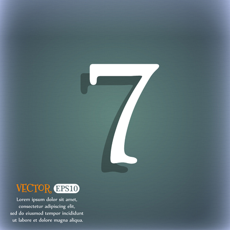 number seven icon sign. On the blue-green abstract background with shadow and space for your text. Vector illustrationのイラスト素材