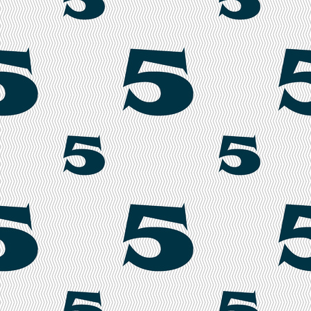 number five icon sign. Seamless pattern with geometric texture. Vector illustrationのイラスト素材