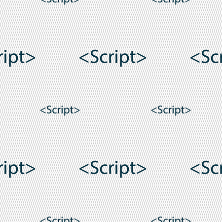 Script sign icon. Javascript code symbol. Seamless pattern with geometric texture. Vector illustrationのイラスト素材