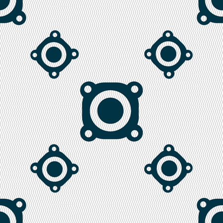 Speaker volume sign icon. Sound symbol. Seamless pattern with geometric texture. Vector illustrationのイラスト素材