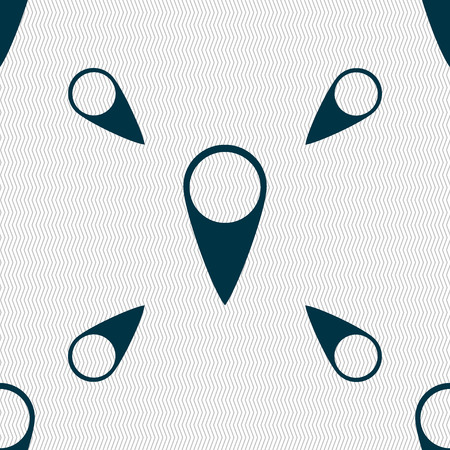 Map pointer icon. GPS location symbol. Seamless pattern with geometric texture. Vector illustrationのイラスト素材
