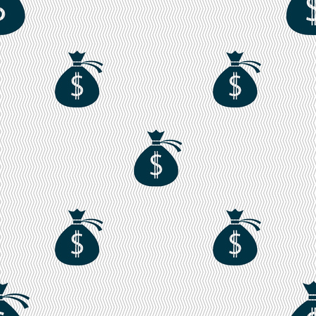 Money bag icon sign. Seamless abstract background with geometric shapes. Vector illustrationのイラスト素材
