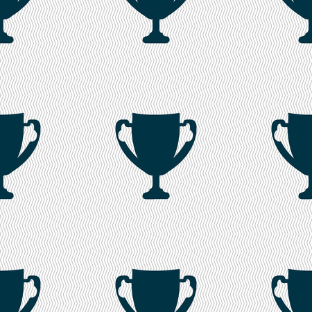 Winner cup sign icon. Awarding of winners symbol. Trophy. Seamless abstract background with geometric shapes. Vector illustrationのイラスト素材