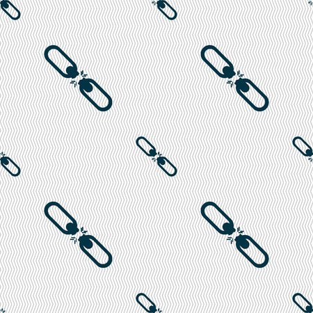 Broken connection flat single icon. Seamless abstract background with geometric shapes. Vector illustrationのイラスト素材