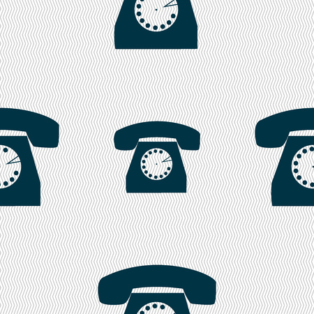 Retro telephone icon symbol. Seamless abstract background with geometric shapes. Vector illustrationのイラスト素材