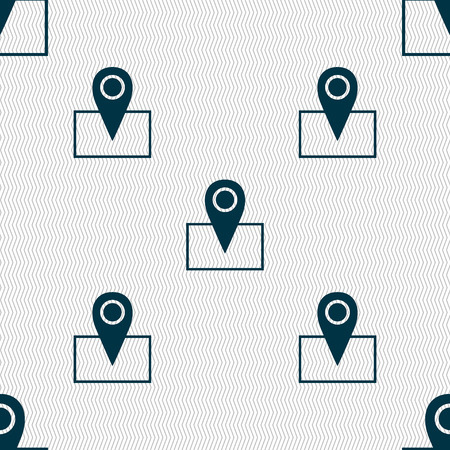 Map pointer icon sign. Seamless abstract background with geometric shapes. Vector illustrationのイラスト素材