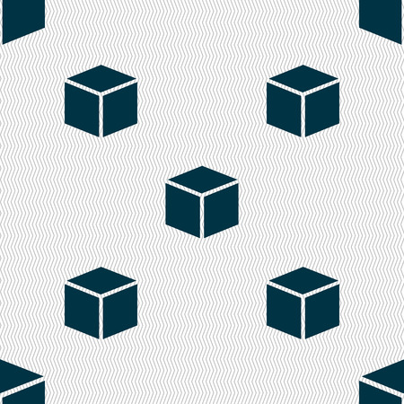 3d cube icon sign. Seamless abstract background with geometric shapes. Vector illustrationのイラスト素材