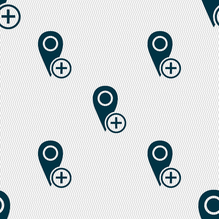 Map pointer icon sign. Seamless abstract background with geometric shapes. Vector illustrationのイラスト素材