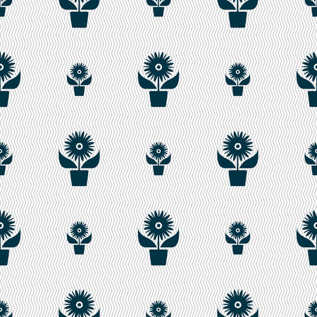 Flowers in pot icon sign. Seamless abstract background with geometric shapes. Vector illustrationのイラスト素材