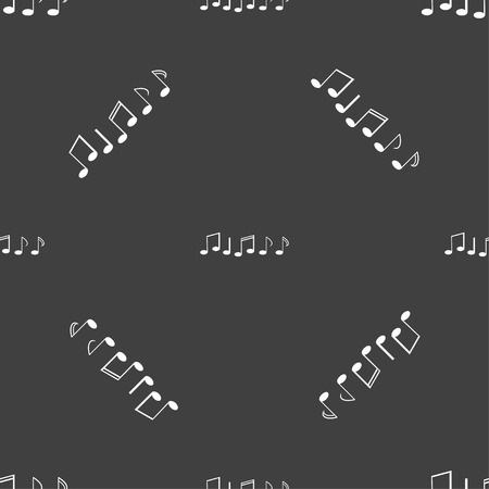 Music note sign icon. Musical symbol. Seamless pattern on a gray background. Vector illustrationのイラスト素材