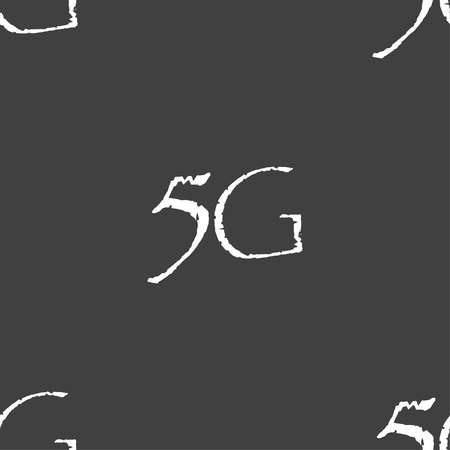 5G sign icon. Mobile telecommunications technology symbol. Seamless pattern on a gray background. Vector illustrationのイラスト素材