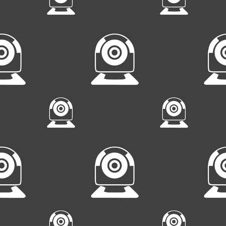 Webcam sign icon. Web video chat symbol. Camera chat. Seamless pattern on a gray background. Vector illustrationのイラスト素材