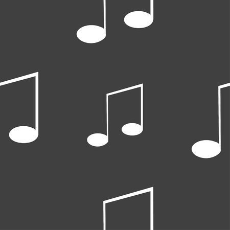 Music note sign icon. Musical symbol. Seamless pattern on a gray background. Vector illustrationのイラスト素材