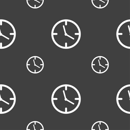 Clock time sign icon. Mechanical watch symbol. Seamless pattern on a gray background. Vector illustrationのイラスト素材