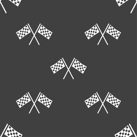 Race Flag Finish icon sign. Seamless pattern on a gray background. Vector illustrationのイラスト素材