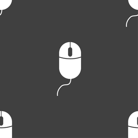 Computer mouse sign icon. Optical with wheel symbol. Seamless pattern on a gray background. Vector illustrationのイラスト素材
