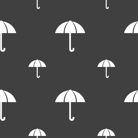 Umbrella sign icon. Rain protection symbol. Seamless pattern on a gray background. Vector illustrationのイラスト素材