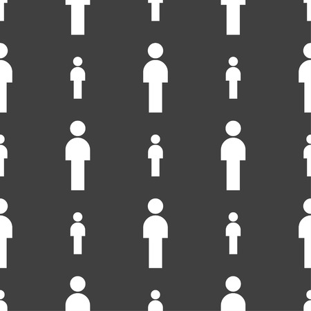 Human sign icon. Man Person symbol. Male toilet. Seamless pattern on a gray background. Vector illustrationのイラスト素材