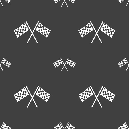 Race Flag Finish icon sign. Seamless pattern on a gray background. Vector illustrationのイラスト素材