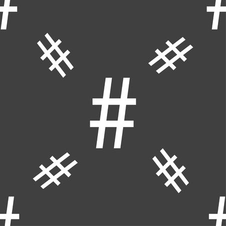 hash tag icon. Seamless pattern on a gray background. Vector illustrationのイラスト素材