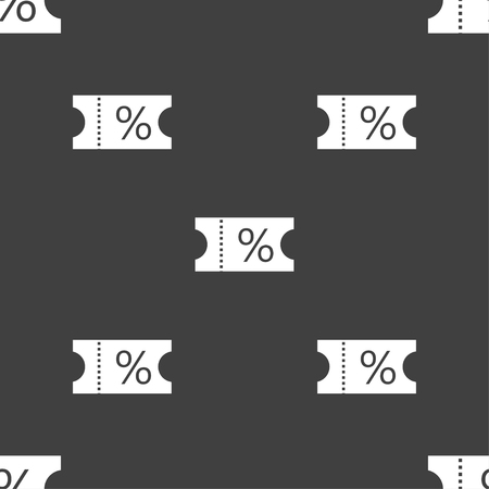 ticket discount icon sign. Seamless pattern on a gray background. Vector illustrationのイラスト素材