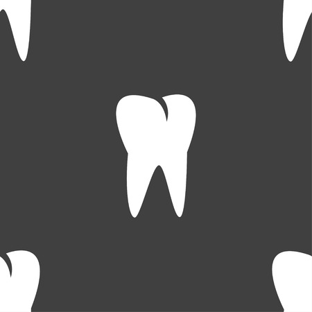 tooth icon. Seamless pattern on a gray background. Vector illustrationのイラスト素材