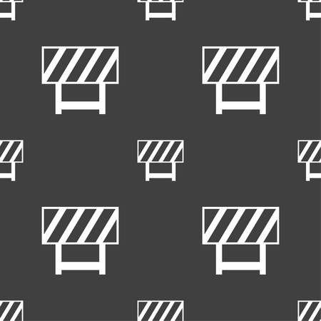 road barrier icon sign. Seamless pattern on a gray background. Vector illustrationのイラスト素材