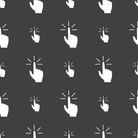 Click here hand icon sign. Seamless pattern on a gray background. Vector illustrationのイラスト素材