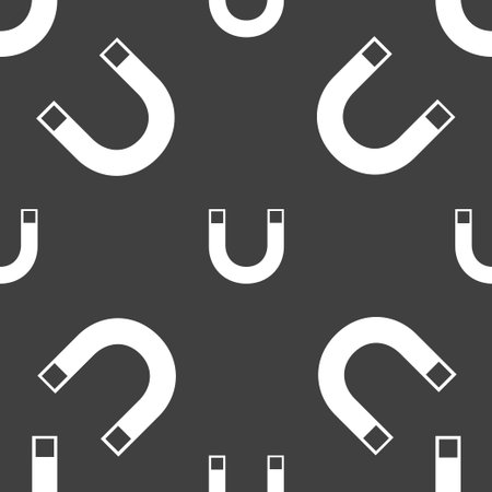 magnet sign icon. horseshoe it symbol. Repair sig. Seamless pattern on a gray background. Vector illustrationのイラスト素材