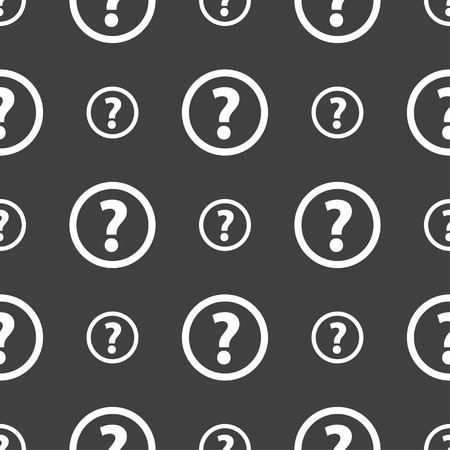 Question mark sign icon. Help speech bubble symbol. FAQ sign. Seamless pattern on a gray background. Vector illustrationのイラスト素材