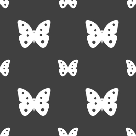 Butterfly sign icon. insect symbol. Seamless pattern on a gray background. illustrationの写真素材