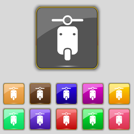 motorcycle icon sign. Set with eleven colored buttons for your site. illustrationの写真素材