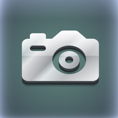Photo Camera icon symbol. 3D style. Trendy, modern design with space for your text illustration. Raster versionの写真素材