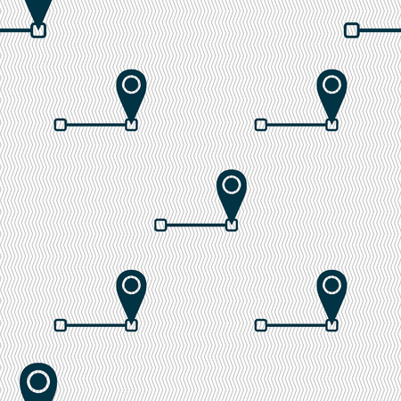 Map pointer icon sign. Seamless abstract background with geometric shapes. illustrationの写真素材