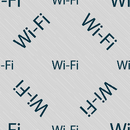 Free wifi sign. Wi-fi symbol. Wireless Network icon. Seamless pattern with geometric texture. illustrationの写真素材
