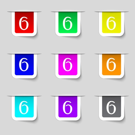 number six icon sign. Set of coloured buttons. illustrationの写真素材