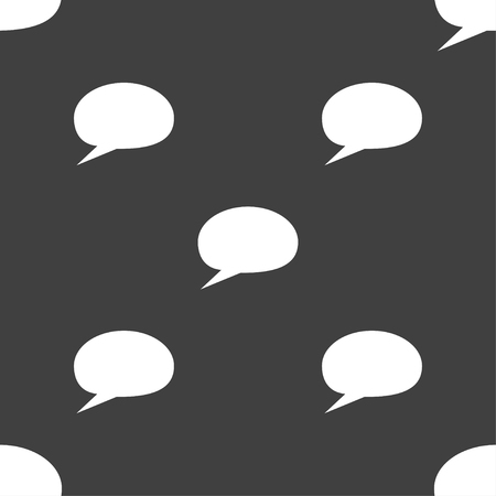 Speech bubble icons. Think cloud symbols. Seamless pattern on a gray background. illustrationの写真素材