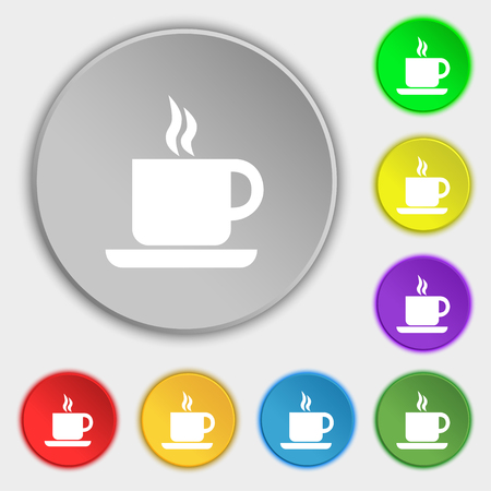coffee icon sign. Symbol on five flat buttons. illustrationの写真素材