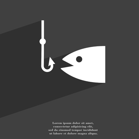 Fishing icon symbol Flat modern web design with long shadow and space for your text. illustrationの写真素材