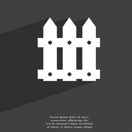 Fence icon symbol Flat modern web design with long shadow and space for your text. illustrationの写真素材